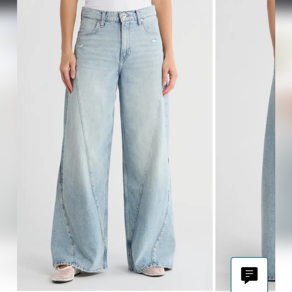 rag & bone The Serena High-Rise Splice Wide Leg Cotton 30 New